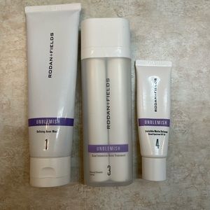 Opened, used Unblemish 1, 3 and 4. More than half of the product remaining.
